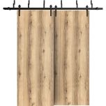 Barn Bypass Doors with 6.6ft Hardware | Planum 0010 Oak | Sturdy Heavy Duty Rails Kit Steel Set | Double Sliding Door