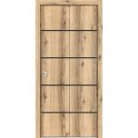 Sliding Closet Bi-fold Doors | Planum 0015 Oak and Aluminum Strips | Sturdy Tracks Moldings Trims Hardware Set | Wood Solid Bedroom Wardrobe Doors