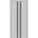 Sliding Closet Bi-fold Doors | Planum 0011 Matte Grey and Aluminum Strips | Sturdy Tracks Moldings Trims Hardware Set | Wood Solid Bedroom Wardrobe Doors