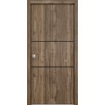 Sliding Closet Bi-fold Doors | Planum 0014 Walnut and Aluminum Strips | Sturdy Tracks Moldings Trims Hardware Set | Wood Solid Bedroom Wardrobe Doors