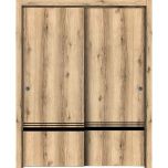 Sliding Closet Bypass Doors | Planum 0012 Oak and Aluminum Strips | Sturdy Rails Moldings Trims Hardware Set | Wood Solid Bedroom Wardrobe Doors