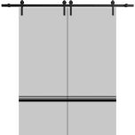 Sliding Double Barn Doors with Hardware | Planum 0012 Matte Grey and Aluminum Strips | 13FT Rail Hangers Sturdy Set | Modern Solid Panel Interior Hall Bedroom Bathroom Door