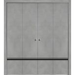 Sliding Closet Double Bi-fold Doors | Planum 0012 Concrete and Aluminum Strips | Sturdy Tracks Moldings Trims Hardware Set | Wood Solid Bedroom Wardrobe Doors