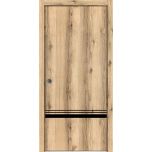 Sliding French Pocket Door with | Planum 0012 Oak and Aluminum Strips | Kit Trims Rail Hardware | Solid Wood Interior Bedroom Sturdy Doors