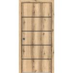 Sliding French Pocket Door with | Planum 0015 Oak and Aluminum Strips | Kit Trims Rail Hardware | Solid Wood Interior Bedroom Sturdy Doors