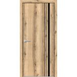 Modern Wood Interior Door with Hardware | Planum 0011 Oak and Aluminum Strips | Single Panel Frame Trims | Bathroom Bedroom Sturdy Doors