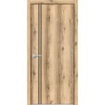 Modern Wood Interior Door with Hardware | Planum 0016 Oak and Aluminum Strips | Single Panel Frame Trims | Bathroom Bedroom Sturdy Doors