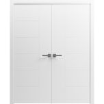 Interior Solid French Double Doors 36 x 80 inches / Mela 0716 Painted White / Wood Interior Solid Panel Frame / Closet Bedroom Modern Doors