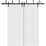 Barn Bypass Doors with 6.6ft Hardware | Planum 0990 Painted White Matte | Sturdy Heavy Duty Rails Kit Steel Set | Double Sliding Door-36" x 80" (2* 18x80)