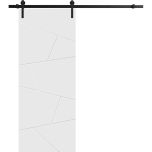 Sliding Barn Door with Hardware | Planum 0990 Painted White Matte | 6.6FT Rail Hangers Sturdy Set | Modern Solid Panel Interior Doors-18" x 80"