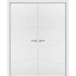 Solid French Double Doors | Planum 0990 Painted White Matte | Wood Solid Panel Frame Trims | Closet Bedroom Sturdy Doors -36" x 80" (2* 18x80)