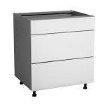 21" Base Cabinet-Double Door-Three Drawer-with White Gloss door