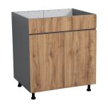 30" Sink Base Cabinets-High Double Door-with Natural Teak door