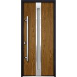 Front Exterior Prehung Steel Door / Deux 1744 Natural Oak / Stainless Inserts Single Modern Painted