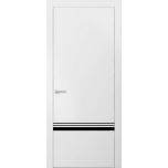 Modern Solid Interior Door with Handle | Planum 0012 White Silk and Aluminum Strips | Single Regural Panel Frame Trims | Bathroom Bedroom Sturdy Doors