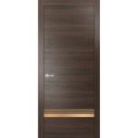 Modern Solid Interior Door with Handle | Planum 2010 Chocolate Ash and Aluminum Strips | Single Regural Panel Frame Trims | Bathroom Bedroom Sturdy Doors