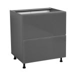 24" Base Cabinet-Double Door-Two Drawer-with Grey Gloss door