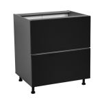 36" Base Cabinet-Double Door-Two Drawer-with Black Matte door