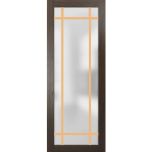 Slab Barn Door Panel | Planum 2113 Chocolate Ash with Frosted Glass and Aluminum Strips | Sturdy Finished Doors | Pocket Closet Sliding