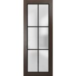 Slab Barn Door Panel | Planum 2122 Chocolate Ash with Frosted Glass and Aluminum Strips | Sturdy Finished Doors | Pocket Closet Sliding