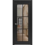 Solid French Door | Lucia 2366 Matte Black with Clear Glass and Aluminum Strips | Single Regular Panel Frame Trims Handle | Bathroom Bedroom Sturdy Doors