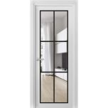 Solid French Door | Lucia 2366 White Silk with Clear Glass and Aluminum Strips | Single Regular Panel Frame Trims Handle | Bathroom Bedroom Sturdy Doors