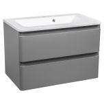 Modern Wall-Mounted Bathroom Vanity with Washbasin | Comfort Gray Matte Collection | Non-Toxic Fire-Resistant MDF-24"