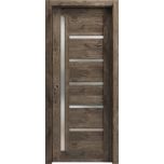 Sliding French Pocket Door | Quadro 4088 Cognac Oak with Frosted Glass | Kit Trims Rail Hardware | Solid Wood Interior Bedroom Sturdy Doors