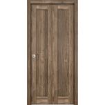 Sliding Closet Bi-fold Doors | Quadro 4111 Walnut | Sturdy Tracks Moldings Trims Hardware Set | Wood Solid Bedroom Wardrobe Doors 