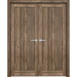 French Double Panel Lite Doors Hardware | Quadro 4111 Walnut | Panel Frame Trims | Bathroom Bedroom Interior Sturdy Door