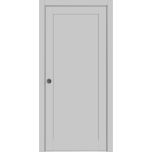 Panel Lite Pocket Door | Quadro 4111 Matte Grey | Kit Trims Rail Hardware | Solid Wood Interior Pantry Kitchen Bedroom Sliding Closet Sturdy Doors