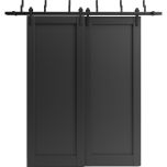 Barn Bypass Doors 6.6ft Hardware | Quadro 4111 Matte Black | Sturdy Heavy Duty Rails Kit Steel Set | Double Sliding Lite Panel Door