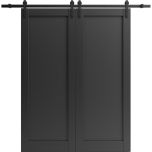 Sliding Double Barn Doors Hardware | Quadro 4111 Matte Black | 13FT Rail Sturdy Set | Kitchen Lite Wooden Solid Panel Interior Bedroom Bathroom Door