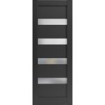 Lite Slab Barn Door Panel | Quadro 4113 Matte Black with Frosted Glass | Sturdy Finished Wooden Modern Doors | Pocket Closet Sliding