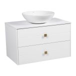 Modern Wall-Mount Bathroom Vanity with Washbasin | Dune White Matte Collection | Non-Toxic Fire-Resistant MDF