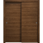 Sliding Closet Bypass Doors 36 x 80 inches | Ego 5000 Cognac Oak | Rails Hardware Set | Wood Solid Bedroom Wardrobe Doors