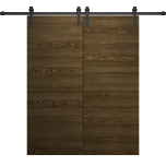 Modern Double Barn Door 36 x 80 inches | Ego 5000 Marble Oak | 13FT Rail Track Set | Solid Panel Interior Doors