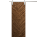 Modern Barn Door 18 x 80 inches | Ego 5005 Cognac Oak | 6.6FT Silver Rail Track Heavy Hardware Set | Solid Panel Interior Doors