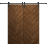 Modern Double Barn Door 36 x 80 inches | Ego 5005 Cognac Oak | 13FT Rail Track Set | Solid Panel Interior Doors