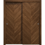 Sliding Closet Bypass Doors 36 x 80 inches | Ego 5005 Cognac Oak | Rails Hardware Set | Wood Solid Bedroom Wardrobe Doors