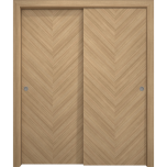 Sliding Closet Bypass Doors 36 x 80 inches | Ego 5005 Natural Oak | Rails Hardware Set | Wood Solid Bedroom Wardrobe Doors