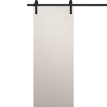 Modern Barn Door 18 x 80 inches | Ego 5005 Painted White Oak | 6.6FT Rail Track Heavy Hardware Set | Solid Panel Interior Doors