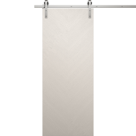 Modern Barn Door 18 x 80 inches | Ego 5005 Painted White Oak | 6.6FT Silver Rail Track Heavy Hardware Set | Solid Panel Interior Doors