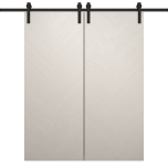 Modern Double Barn Door 36 x 80 inches | Ego 5005 Painted White Oak | 13FT Rail Track Set | Solid Panel Interior Doors