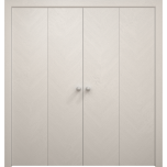 Sliding Closet Double Bi-fold Doors 72 x 80 inches | Ego 5005 Painted White Oak | Sturdy Tracks Moldings Trims Hardware Set | Wood Solid Bedroom Wardrobe Doors