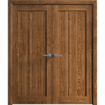 Interior Solid French Double Doors 36 x 80 inches | Ego 5006 Cognac Oak | Wood Interior Solid Panel Frame | Closet Bedroom Modern Doors