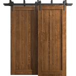 Sliding Closet Barn Bypass Doors 36 x 80 inches | Ego 5006 Cognac Oak | Modern 6.6ft Rails Hardware Set | Wood Solid Bedroom Wardrobe Doors