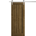 Modern Barn Door 18 x 80 inches | Ego 5006 Marble Oak | 6.6FT Silver Rail Track Heavy Hardware Set | Solid Panel Interior Doors