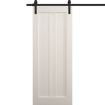 Modern Barn Door 18 x 80 inches | Ego 5006 Painted White Oak | 6.6FT Rail Track Heavy Hardware Set | Solid Panel Interior Doors