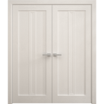 Interior Solid French Double Doors 36 x 80 inches | Ego 5006 Painted White Oak | Wood Interior Solid Panel Frame | Closet Bedroom Modern Doors